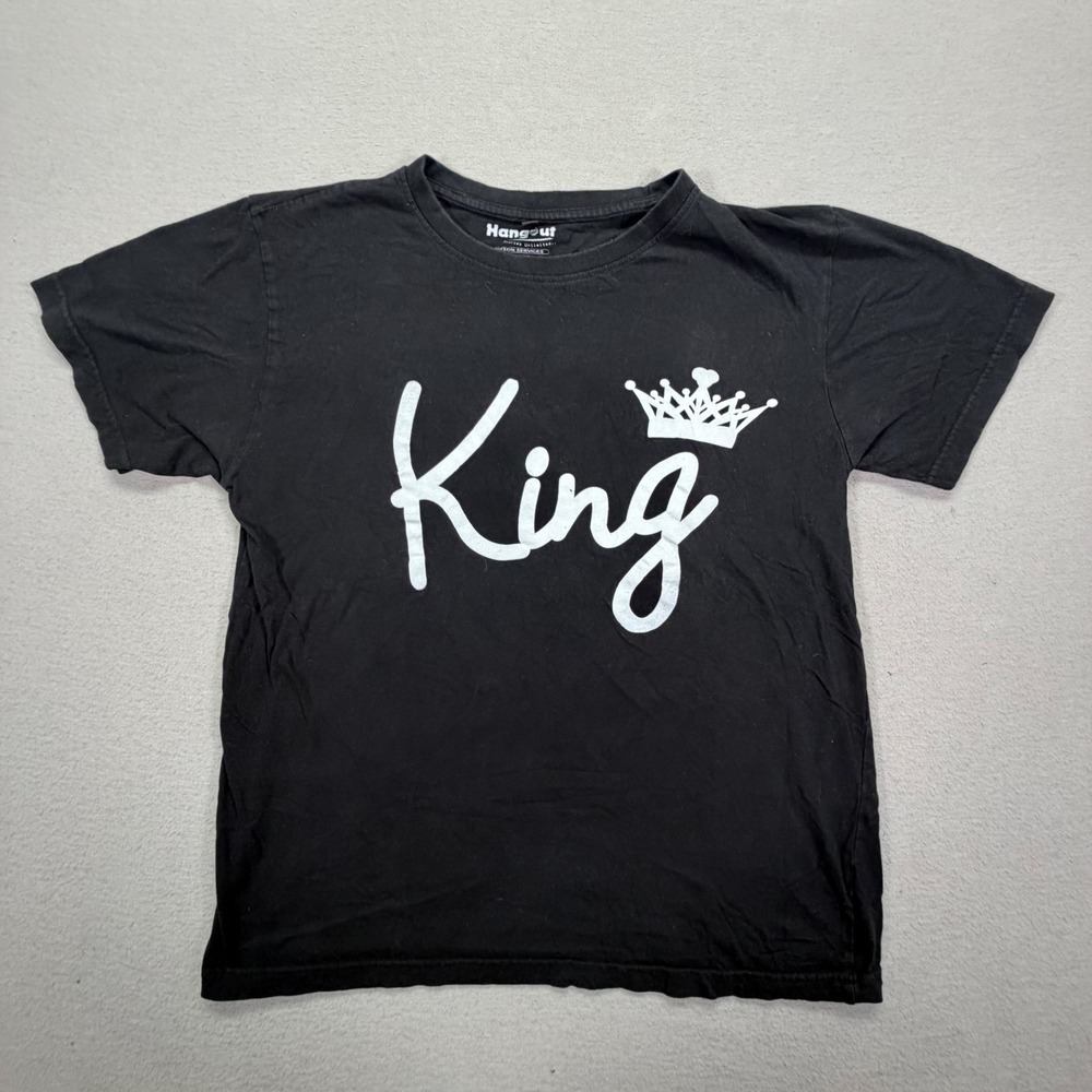 Hangout King Graphic Tee Mens Large Good Black Short Sleeve Crown Cotton T-Shirt